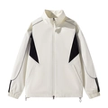 Chaqueta ligera para hombre blanco roto con cuello alto, paneles negros e impermeable - M / Marfil
