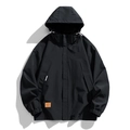 Heren zwarte windjack met capuchon en fleecevoering voor outdoor wandelen en casual kleding - L / Zwart (Geen Fleece)