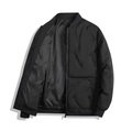 Men's black bomber jacket with geometric quilted texture and ribbed baseball collar - M / Black