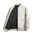 Men's light grey bomber jacket with black lining and ribbed knit collar detail - M / Off-white