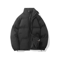 Men's loose warm winter puffer jacket in black with high neck and quilted design - M / Black