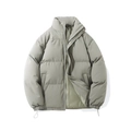 Loose fit thick padded warm winter jacket in light sage green with high stand collar - M / Grey Green