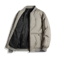 Men's light gray diamond-quilted bomber jacket with black lining and ribbed trim - M / Khaki