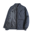 Men's navy blue quilted bomber jacket with ribbed collar and windproof insulation - M / Blue