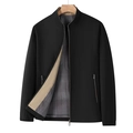 Chaqueta casual negra para hombre con cuello alto y forro de cuadros grises finos - M / Negro