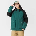Men's outdoor hooded windbreaker in dark green and black colorblock utility style - M / Phantom Green