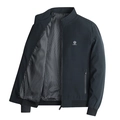 Men's business casual stand collar jacket with striped lining and metallic logo - L / Fog Blue (606)