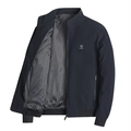 Men's navy blue stand collar casual jacket with zip-up design and striped lining - L / Navy Blue (606)