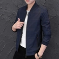 Chaqueta bomber casual para hombre en azul oscuro con sutil patrón de cuadros y puños - M / Azul oscuro
