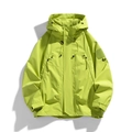 Men's outdoor sports windbreaker jacket in neon green with functional zip pockets - S / Fluorescent Green