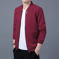 Chaqueta cortavientos burdeos para hombre con cuello alto y botones decorativos - M / Verde Militar
