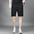 Men's black quick-dry sports shorts with elastic drawstring waist and side zipper pockets - M / Black
