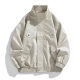 Beigefarbene Cordjacke in Oversized-Passform mit Stehkragen und großen Taschen, neutral - M / Gebrochenes Weiß