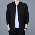 Chaqueta cortavientos negra para hombre con cuello alto y botones de estilo casual - M / Negro