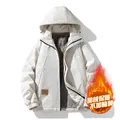 Witte jas met capuchon, fleecevoering en winddicht ontwerp voor outdooractiviteiten - L / Khaki (Fleece Gevoerd)