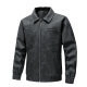 Chaqueta de motorista gris oscuro con cuello alto y bolsillos con cremallera oculta - M / Negro