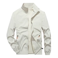 Giacca a vento uomo beige stile outdoor con colletto rialzato e tasche con cerniera - Taglia M / Kaki