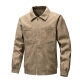 Chaqueta de moto marrón claro para hombre con cuello clásico en lona de algodón resistente - M / Marrón