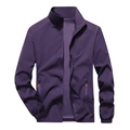 Giacca a vento casual da uomo viola scuro con colletto rialzato e tasche con zip - Taglia M / Viola