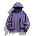 Outdoor purple hooded windbreaker jacket with Excellent Quality embroidery print - 4XL / Purple