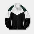Men's color block windbreaker jacket with stand collar in black, green and white - M / White Black Thin Style