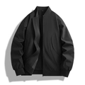 Chaqueta bomber negra para hombre con cuello alto y acabados acanalados en plano - M / Negro