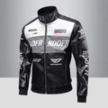 Giacca da uomo in pelle PU stile racing con design colorblock e collo alto - M / Nero