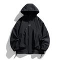 Men's black technical outdoor jacket with hood and functional drawstrings - 4XL / Black