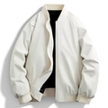 Chaqueta bomber beige minimalista con forro negro y puños elásticos de canalé - M / Blanco Roto