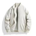 Chaqueta de béisbol blanca estilo americano con puños elásticos acanalados y cremallera - M / Blanco Roto