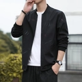 Blouson aviateur noir pour homme avec imprimé feuilles d'érable et fermeture éclair en métal - M / Noir Rouge