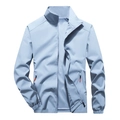 Men's outdoor windbreaker jacket in light blue with stand collar and zipper pockets - M / Blue
