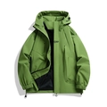 Men's outdoor windbreaker jacket in avocado green with fashion sports logo and hood - S / Fruit Green