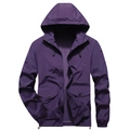 Coupe-vent à capuche pour hommes en violet foncé avec fermeture zippée et poches - M / Violet