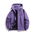 Men's purple windproof mountain jacket with adjustable hood and ASHLGN logo - Purple