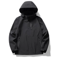 Waterproof black hooded outdoor sports jacket with a minimalist windproof design - M / Black