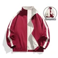 Men's reversible sports jacket in maroon and white colorblock with stand collar - 3XL / Red