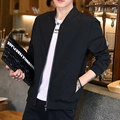 Men's black casual baseball jacket with ribbed cuffs and trendy urban street style - M / Black (6666)
