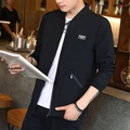 Men's black baseball jacket with slim fit design and side zipper pocket detail - M / Black (3270)