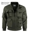 Men's military green tactical bomber jacket with multi-pockets and windproof fabric - M / Army Green