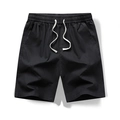 Pantaloncini casual in cotone nero da uomo con elastico e coulisse bianca a contrasto - M / Nero