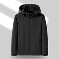 Waterproof hooded outdoor jacket for men and women in black with adjustable cuffs - M / Black (Men's)