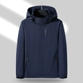 Veste outdoor imperméable bleu marine à capuche avec broderie EXPLORE et poignets réglables - M / Bleu (Homme)