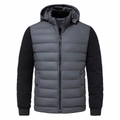 Veste matelassée à capuche pour homme avec corps gris et manches noires contrastées - S / Gris