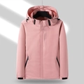 Coupe-vent rose imperméable à capuche pour hommes et femmes avec cordon de serrage - M / Rose (Femme)