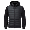 Veste à capuche matelassée noire pour hommes avec manches contrastées et fermeture éclair - 2XL / Noir