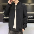 Blouson aviateur noir pour homme avec col montant et broderie cursive détaillée - M / Noir