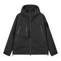 Waterproof black functional techwear jacket with tactical pockets and adjustable hood - S / Black