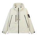 Men's off-white waterproof functional outdoor jacket with hood and multiple zip pockets - S / Ivory