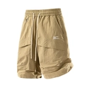 Pantalones cortos cargo repelentes al agua con cintura elástica para hombres - M / Caqui